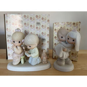 Precious Moments Enesco Figurines Wedding and With This Ring Lot w Boxes